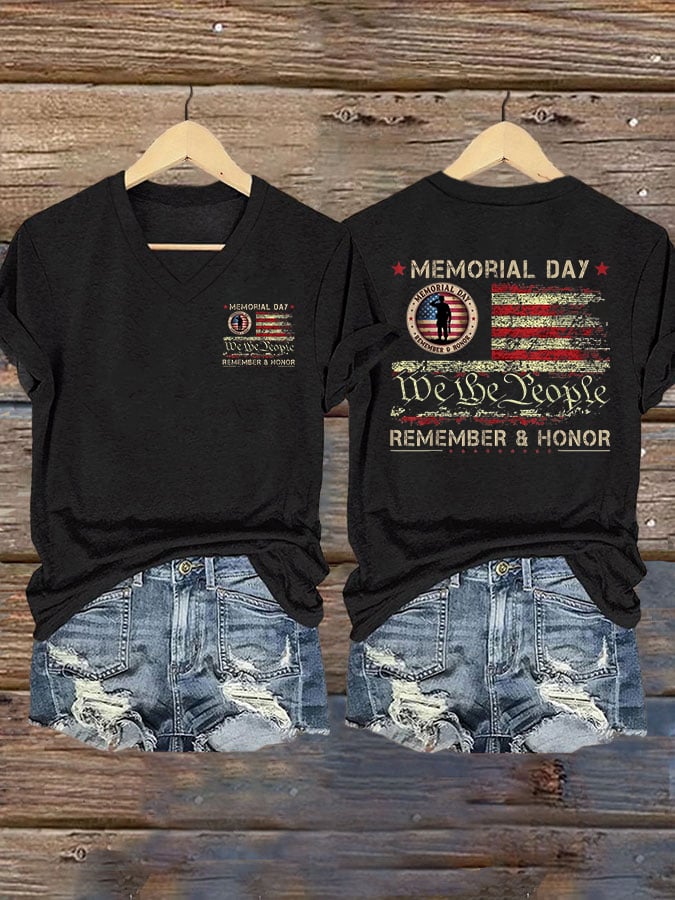Women's Casual Memorial Day Printed Short-Sleeve T-Shirt