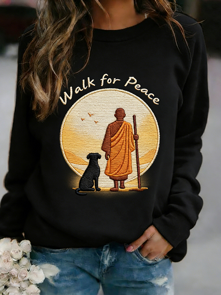 Vintage Distressed Walk For Peace Art Print Sweatshirt