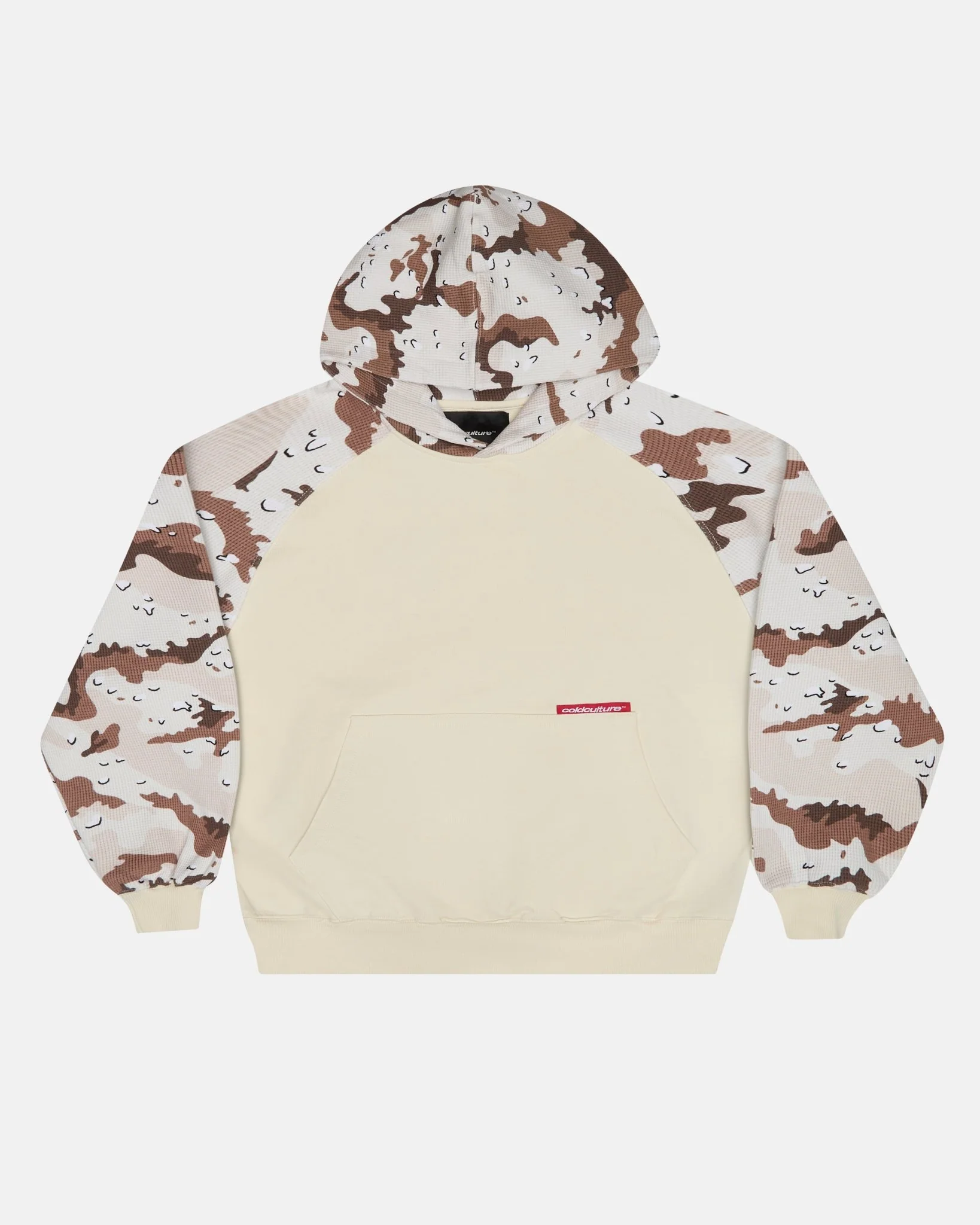 CHIPPED WAFFLE HOODIE BEIGE