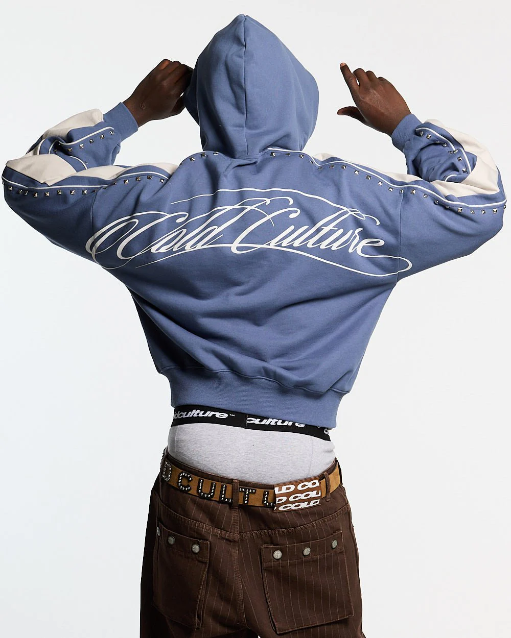 SCRIPT STUDS HOODIE BLUE