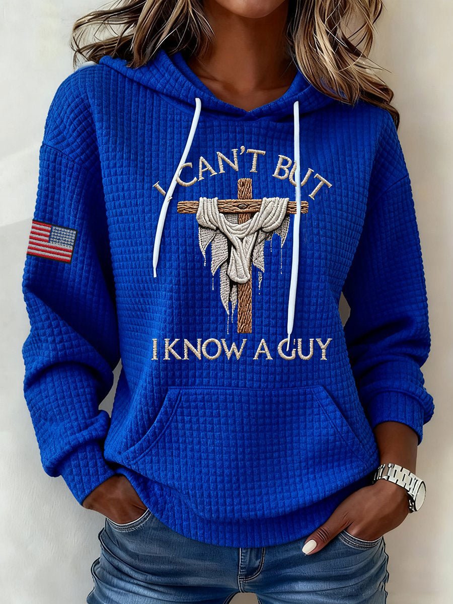 Women's Faith Print Waffle Fabric Hooded Sweatshirt