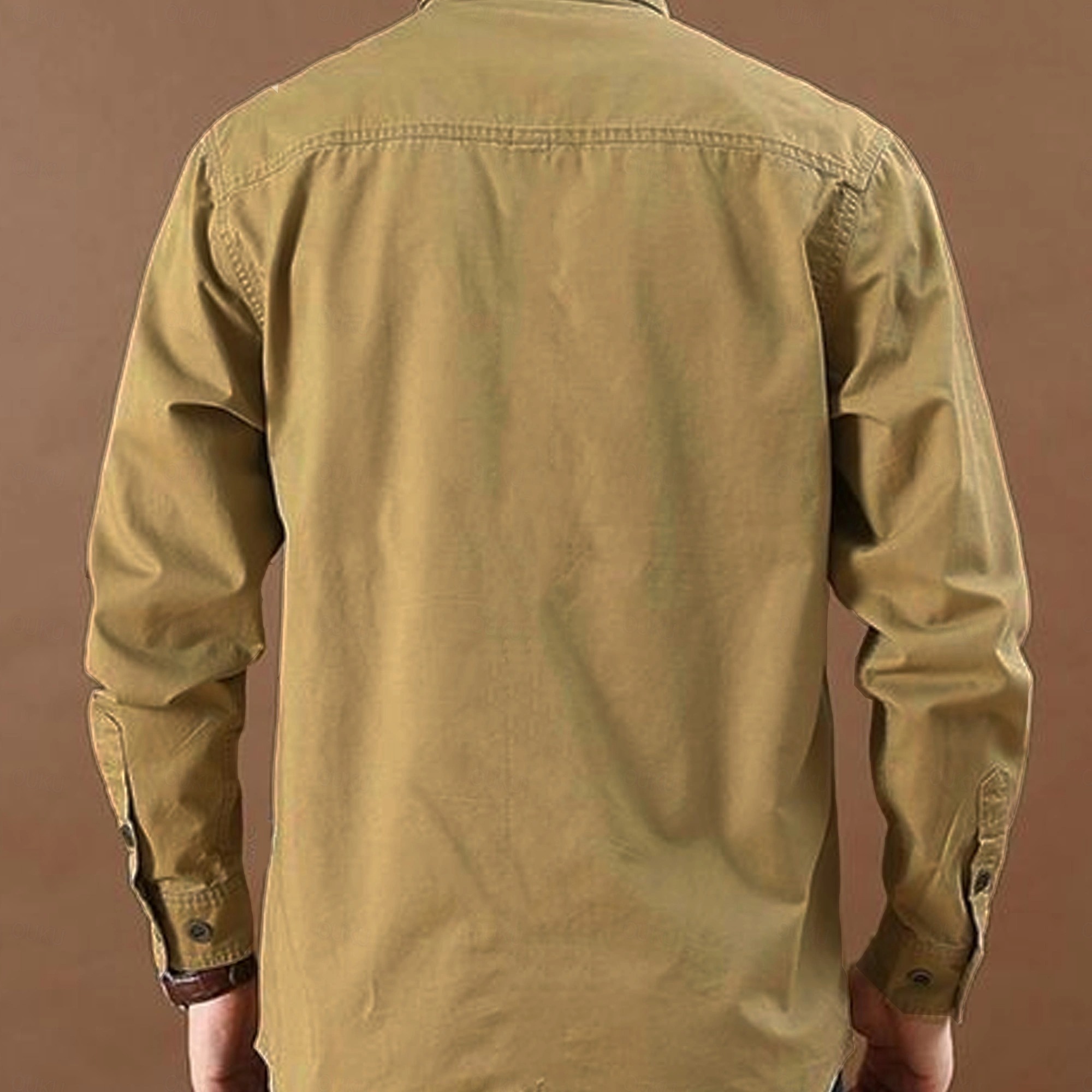 Men's Cow Print Work Shirt Western Shirt Cargo Shirt Long Sleeve Casual Tactical Sports & Outdoor Going out Winter Spring & Fall Turndown Print Army Green Blue Khaki