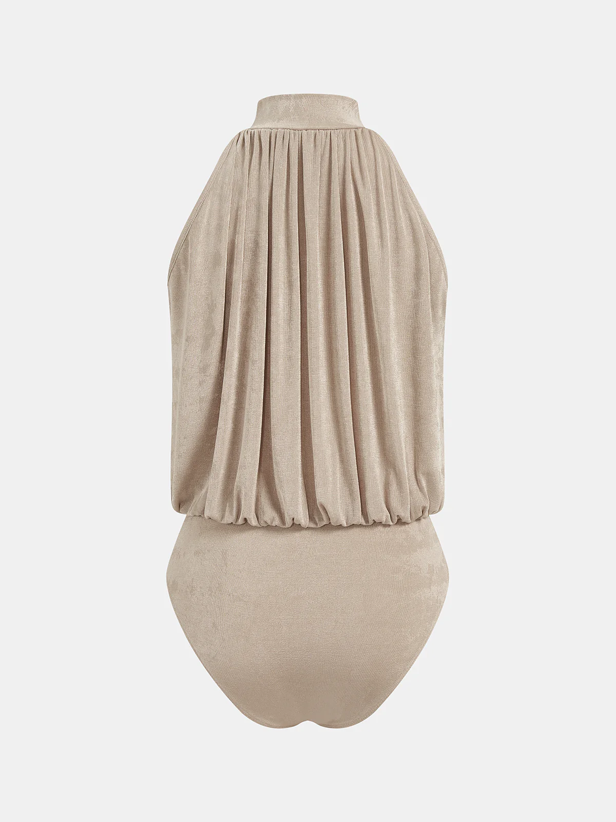 Mock Neck Sleeveless Ruched Bodysuit