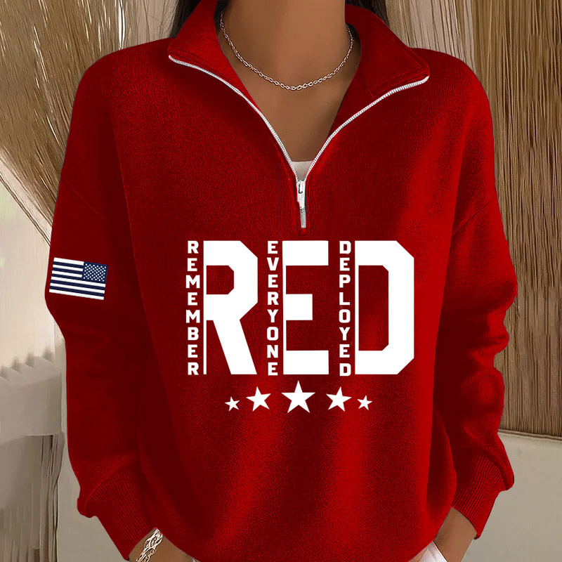 Women's Red Friday Printed Casual Sweatshirt