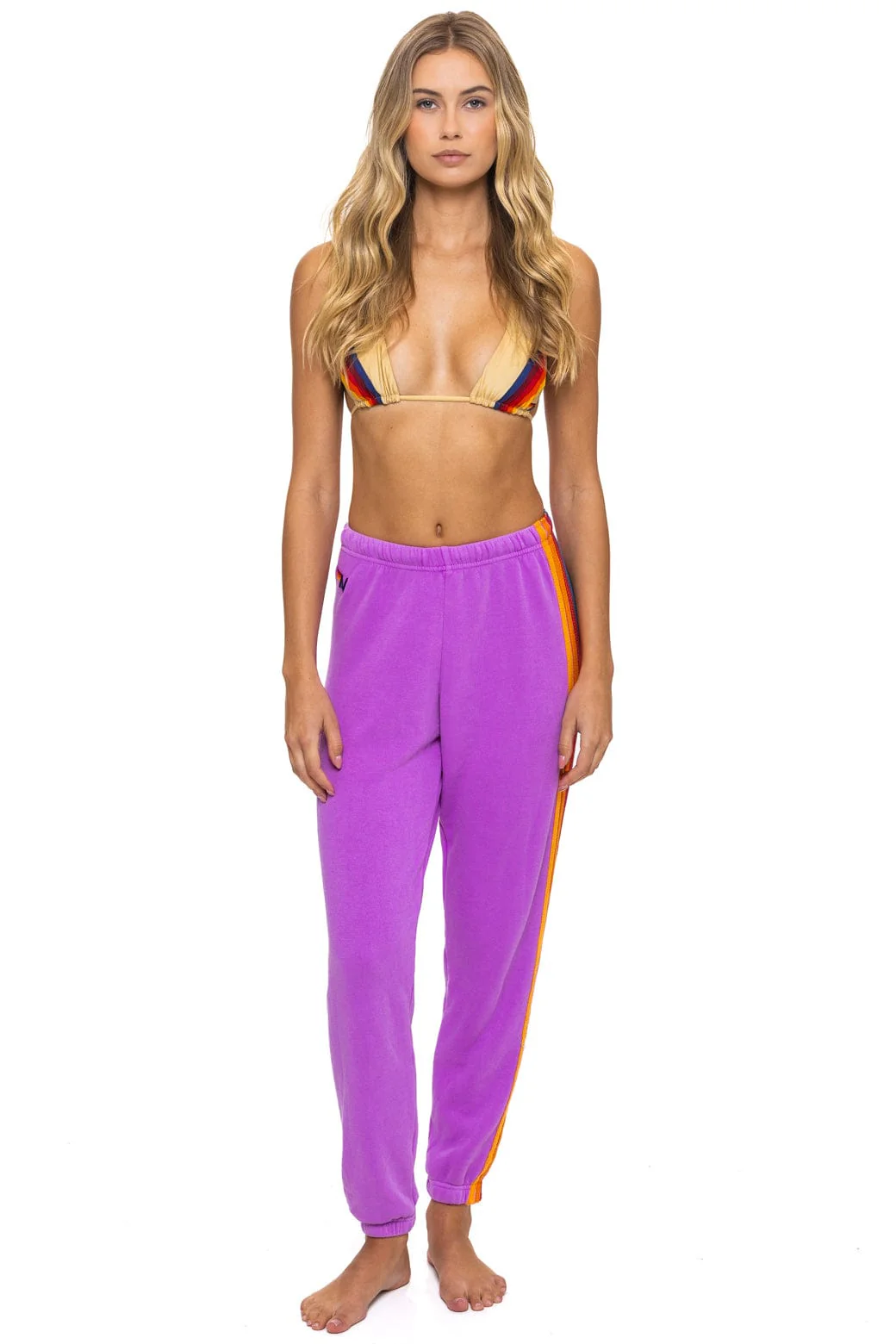 5 STRIPE SWEATPANTS - NEON PURPLE