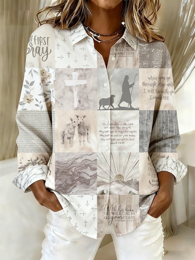 Women's Faith Art Print Linen Shirt