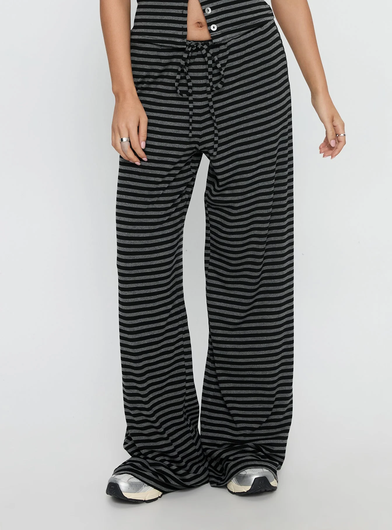 Gavrielle Jersey Wide Leg Pants Stripe
