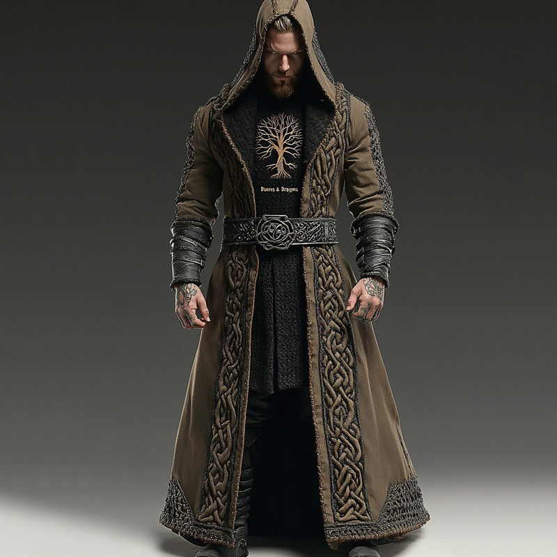 Men's Viking Themed Celtic Knot Tree Of Life Embroidered Cape