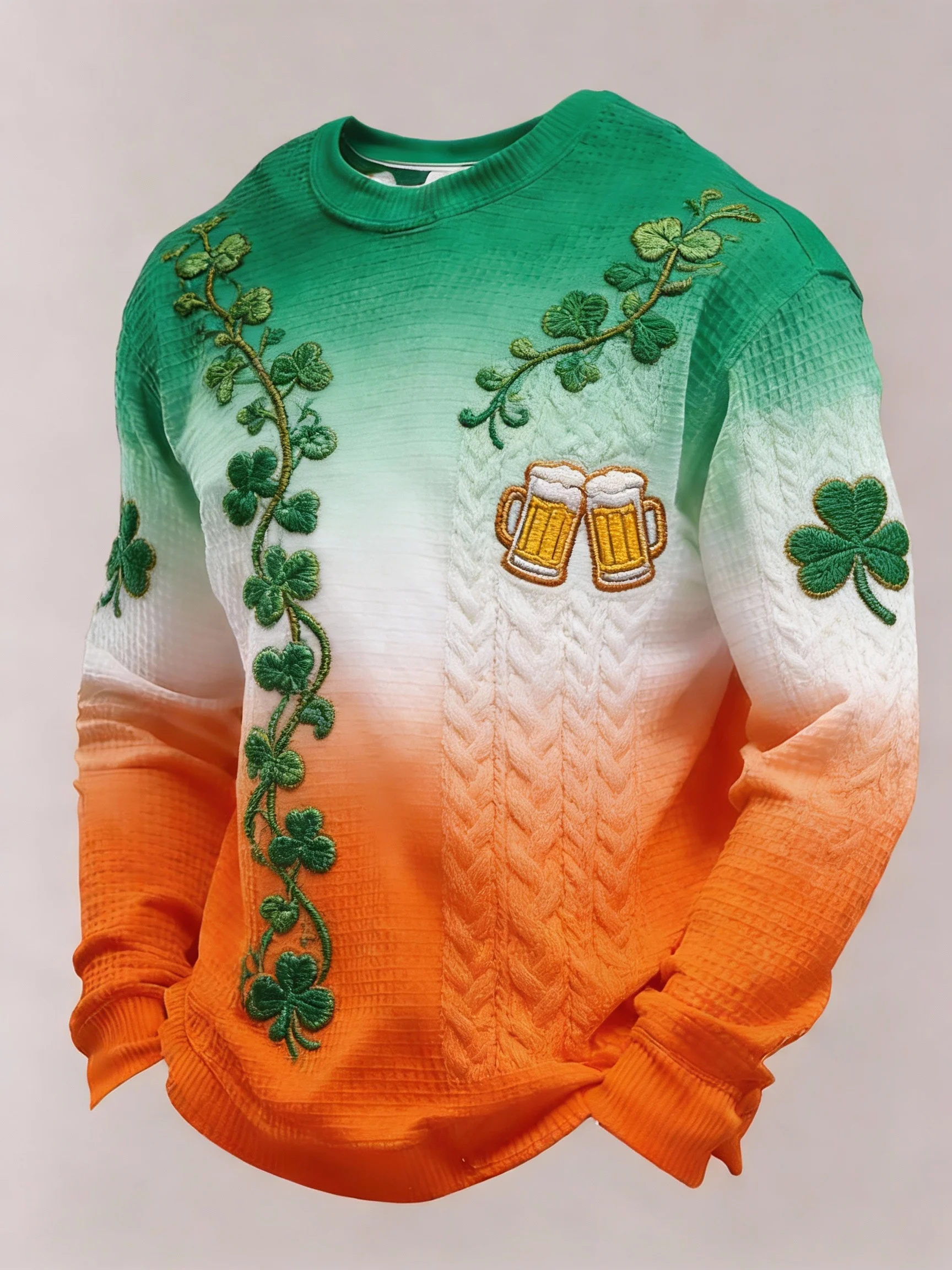 Men's St. Patrick's Day Printed Waffle Knit Long-Sleeve T-Shirt-Fast Shipping