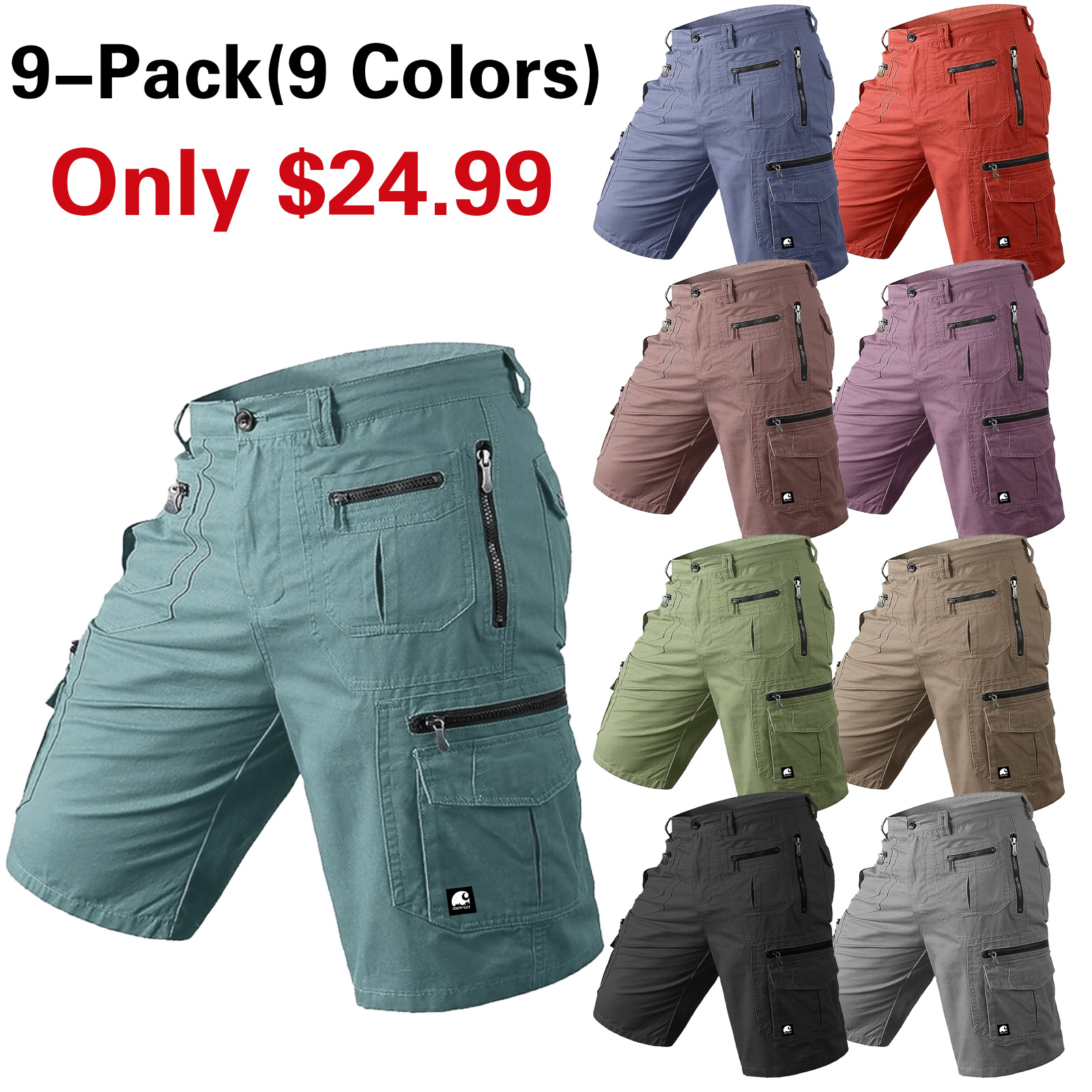 Men's Tactical Cargo Cargo Shorts Shorts Casual Shorts Pocket Elastic Waist Plain Calf-Length Casual Outdoor Streetwear Fashion Streetwear Black Brown Inelastic