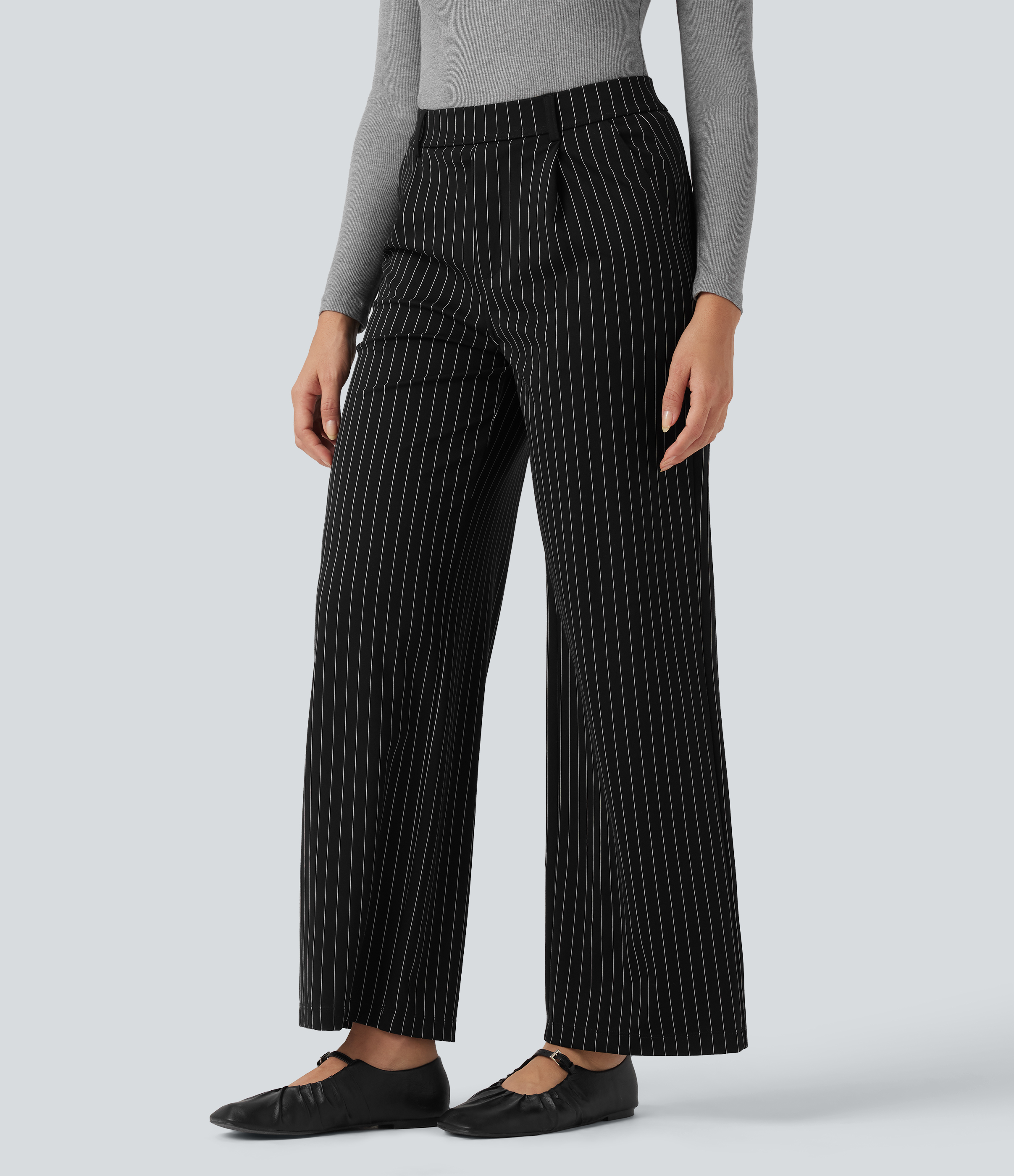 Halara Flex™ High Waisted Straight Leg Cool Touch Stripe Work Pants with Pockets