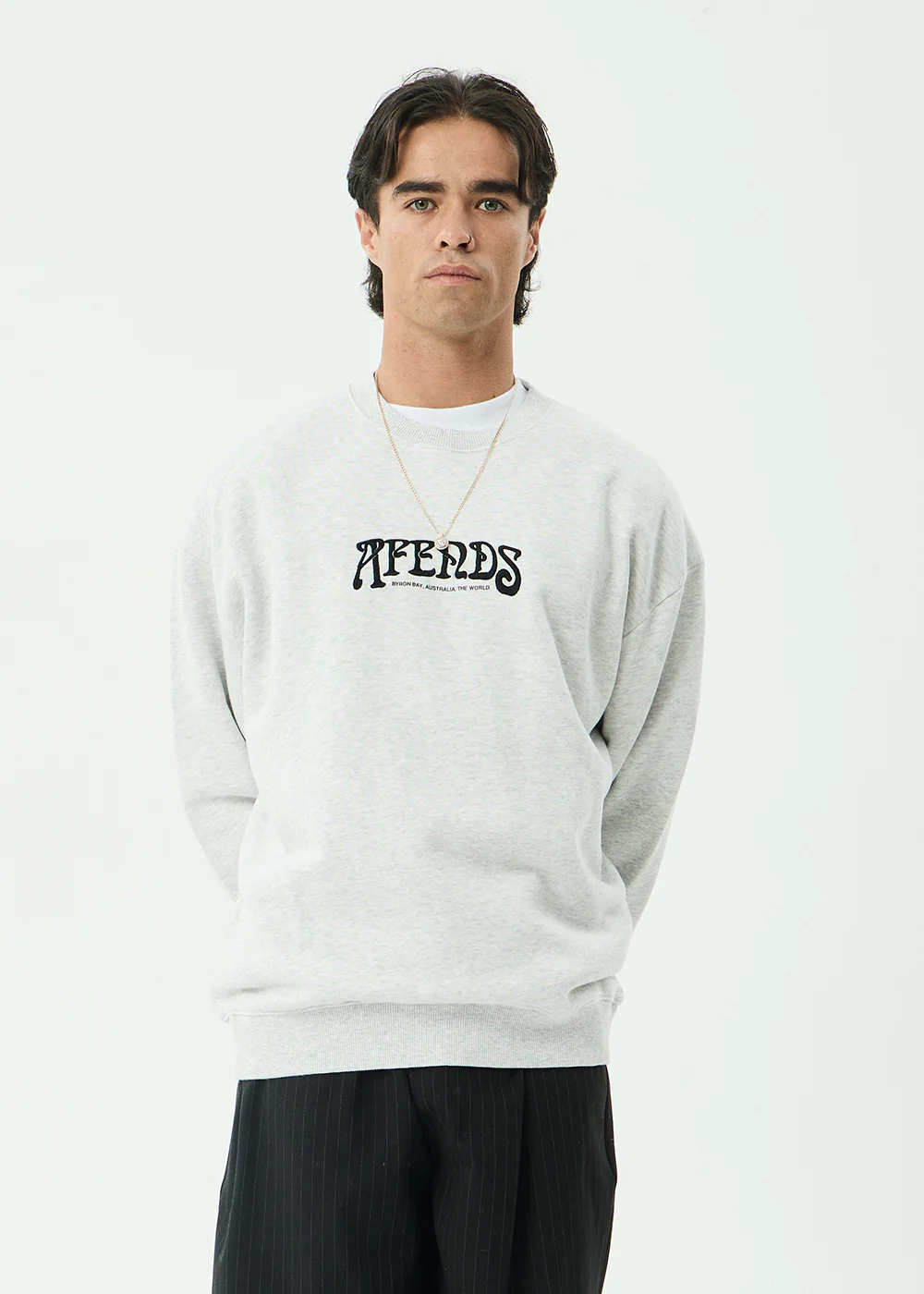 AFENDS Mens Perception - Crew Neck - Grey Marle
