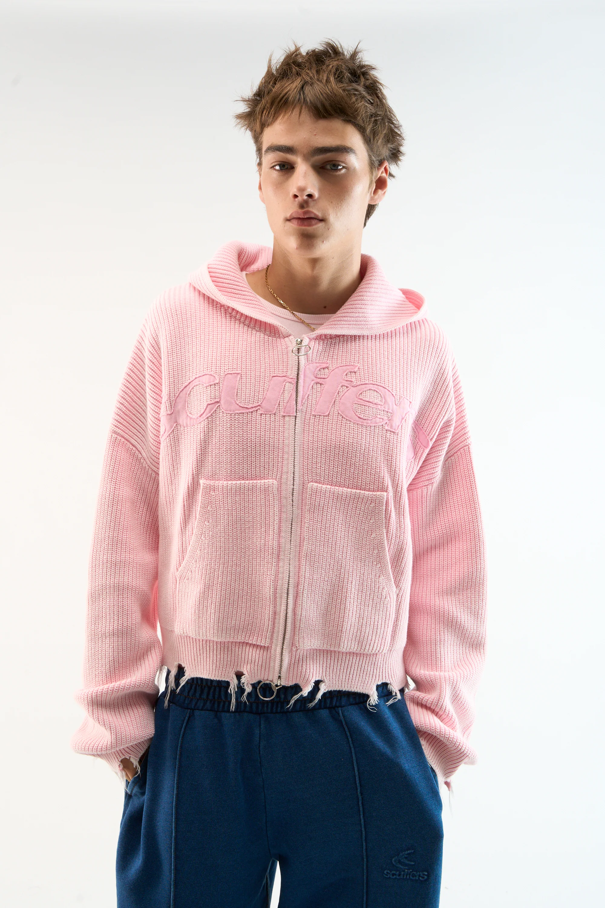 New Light Pink Buzz Knit Zipper