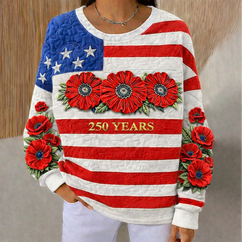 250th Anniversary Floral  Art Printed Casual Sweatshirt