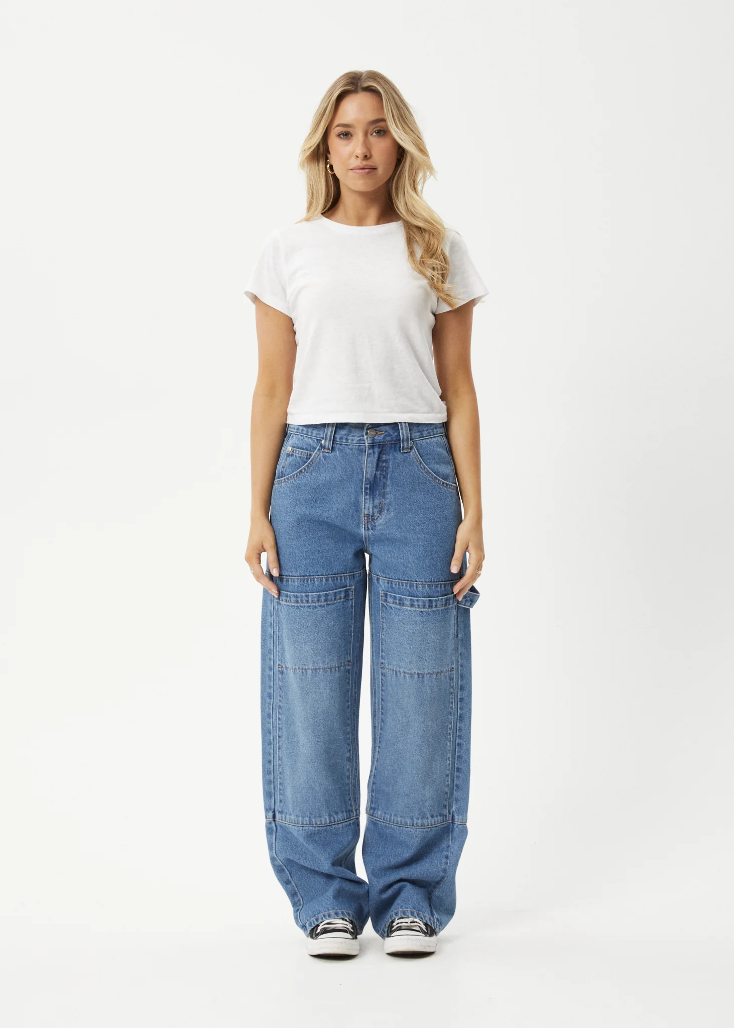 AFENDS Womens Moss - Denim Workwear Jean - Worn Blue