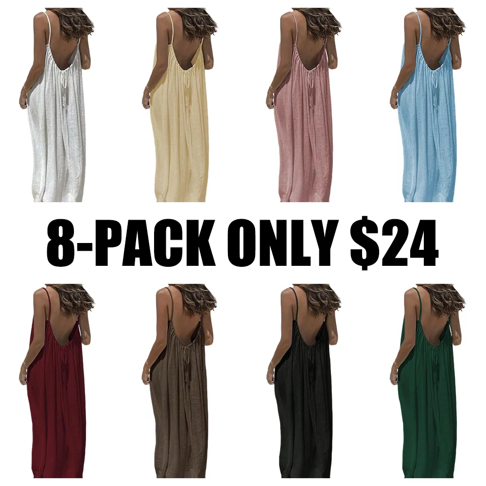 Women's Solid Backless Cami Sleep Dress – Sleeveless Nightwear