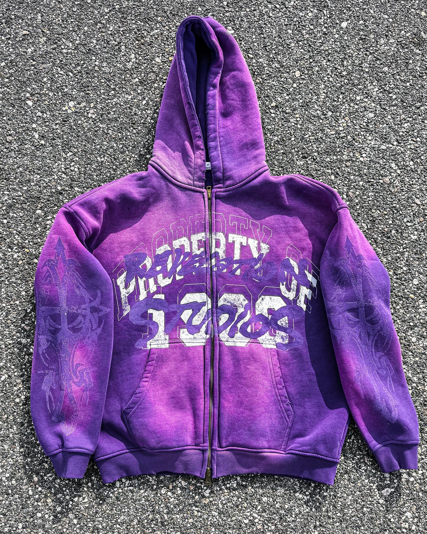 Cross Print Zip-Up Hoodie