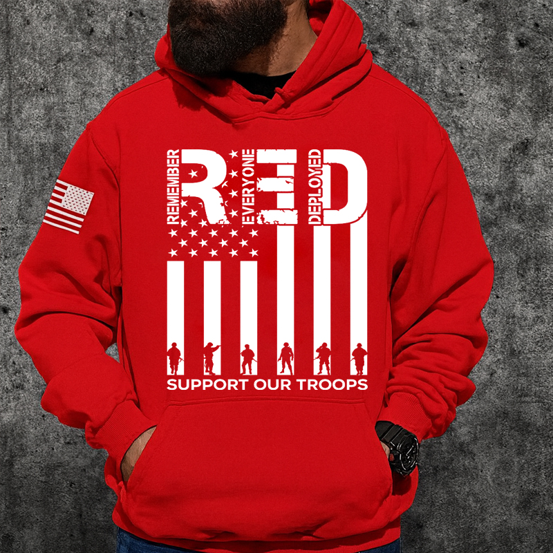 US Red Friday Printed Casual Men's Hooded Sweatshirt