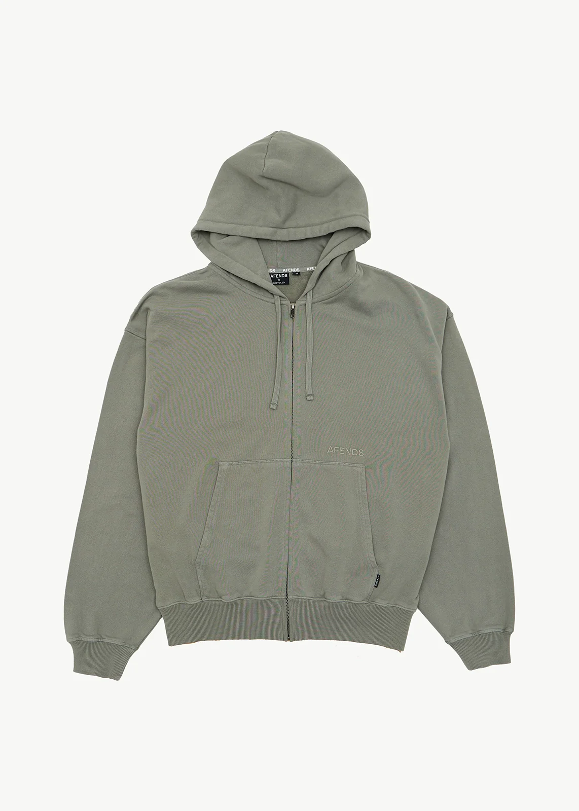 AFENDS Mens Genesis - Boxy Zip Hood - Washed Sycamore