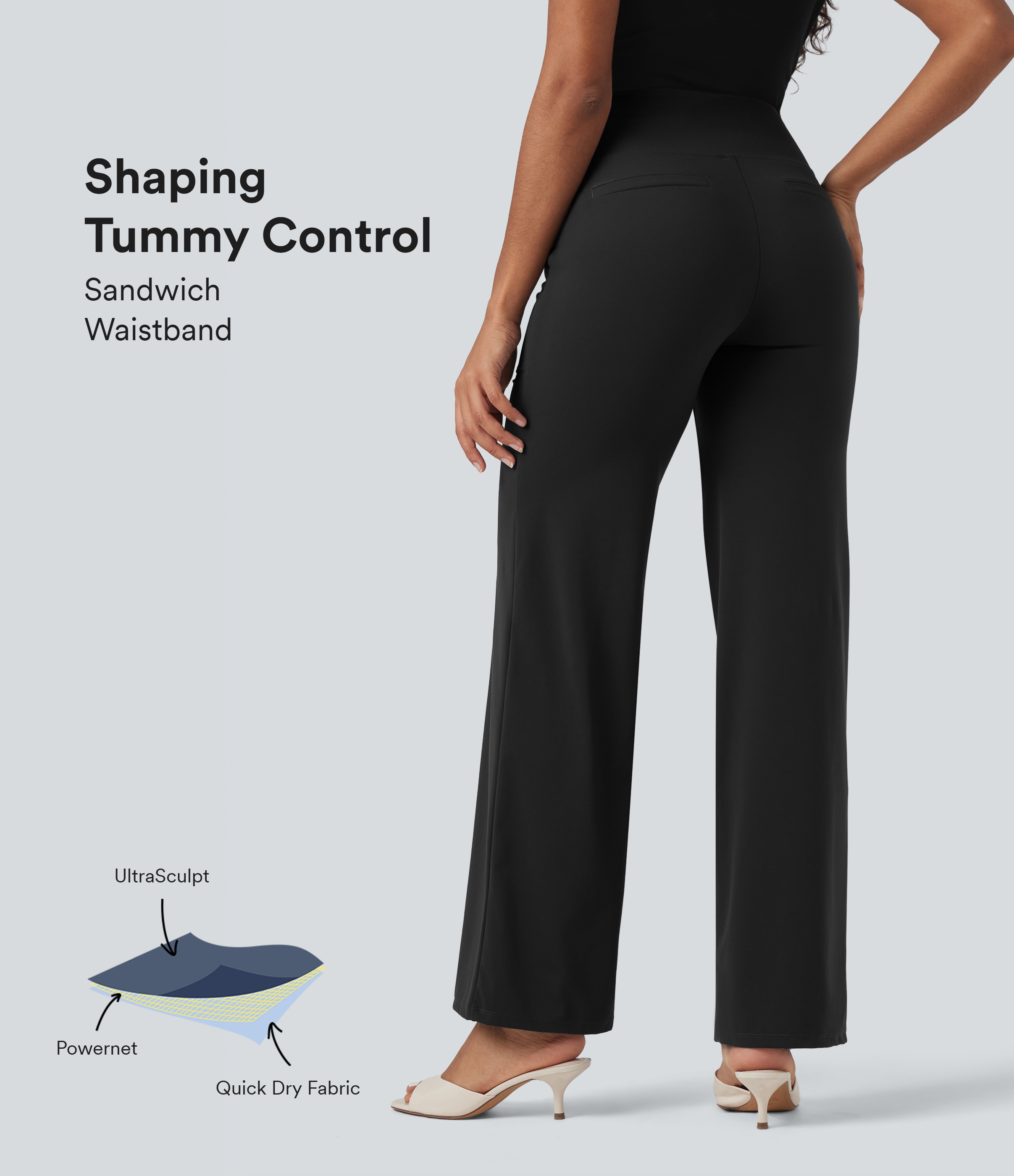 Halara UltraSculpt™ High Waisted Tummy Control Straight Leg Work Pants with Pockets