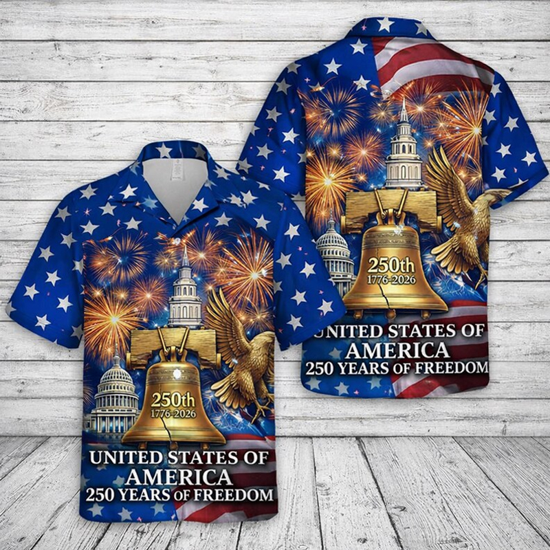 US 250th Anniversary Printed Casual Hawaiian Shirt