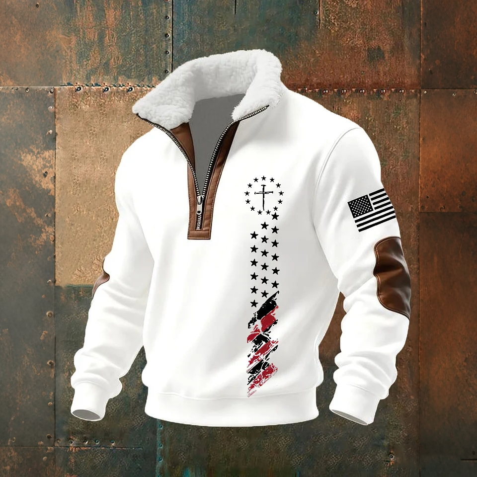 Men's Faith Cross  Baggy Zip-up Hoodie