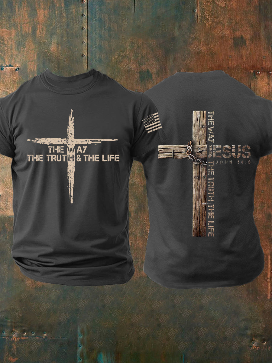 Men's The Way The Truth The Life Cross Short-sleeved T-shirt