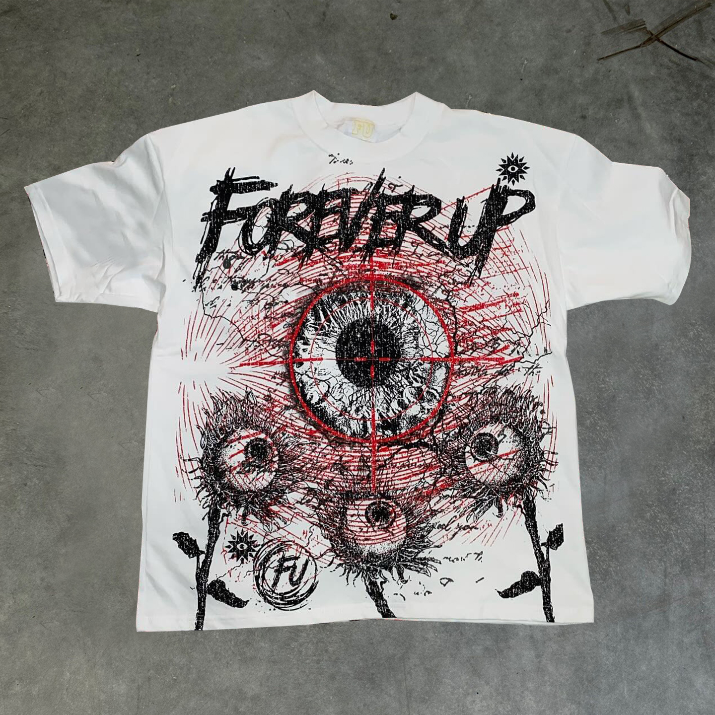 Casual personality street eye print T-shirt