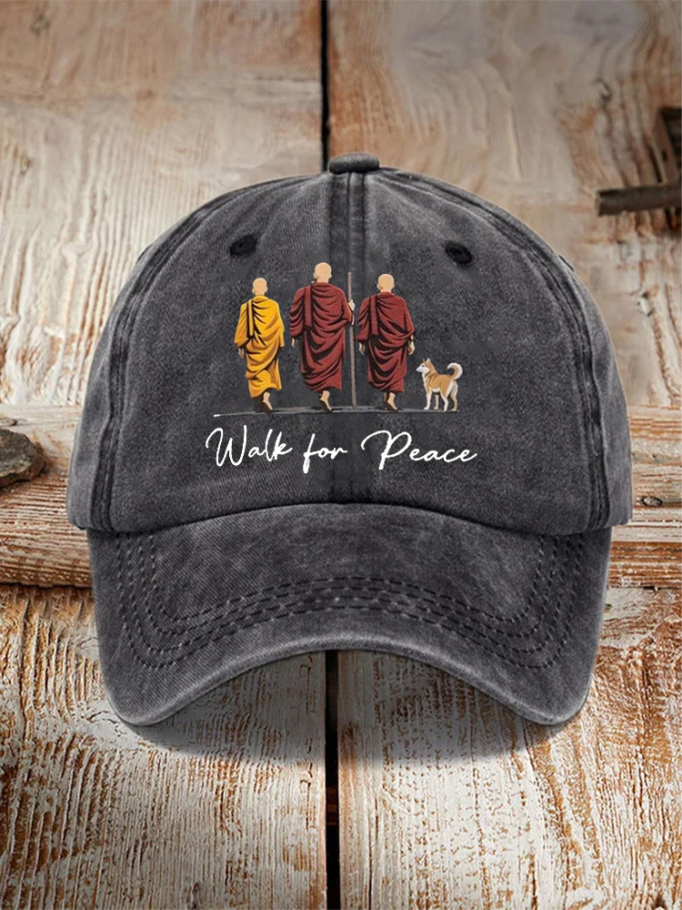 Unisex Walk For Peace Monks With Aloka Dog Print Baseball Cap