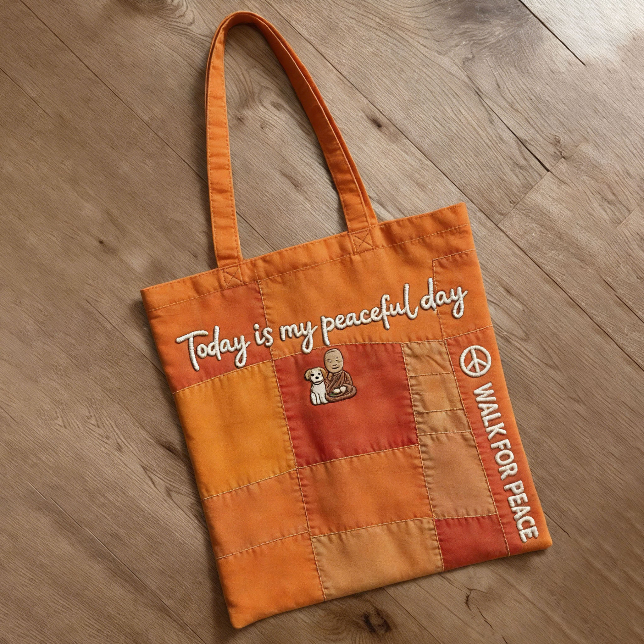 Walk For Peace In Patchwork Art Ecofriendly Tote Bag