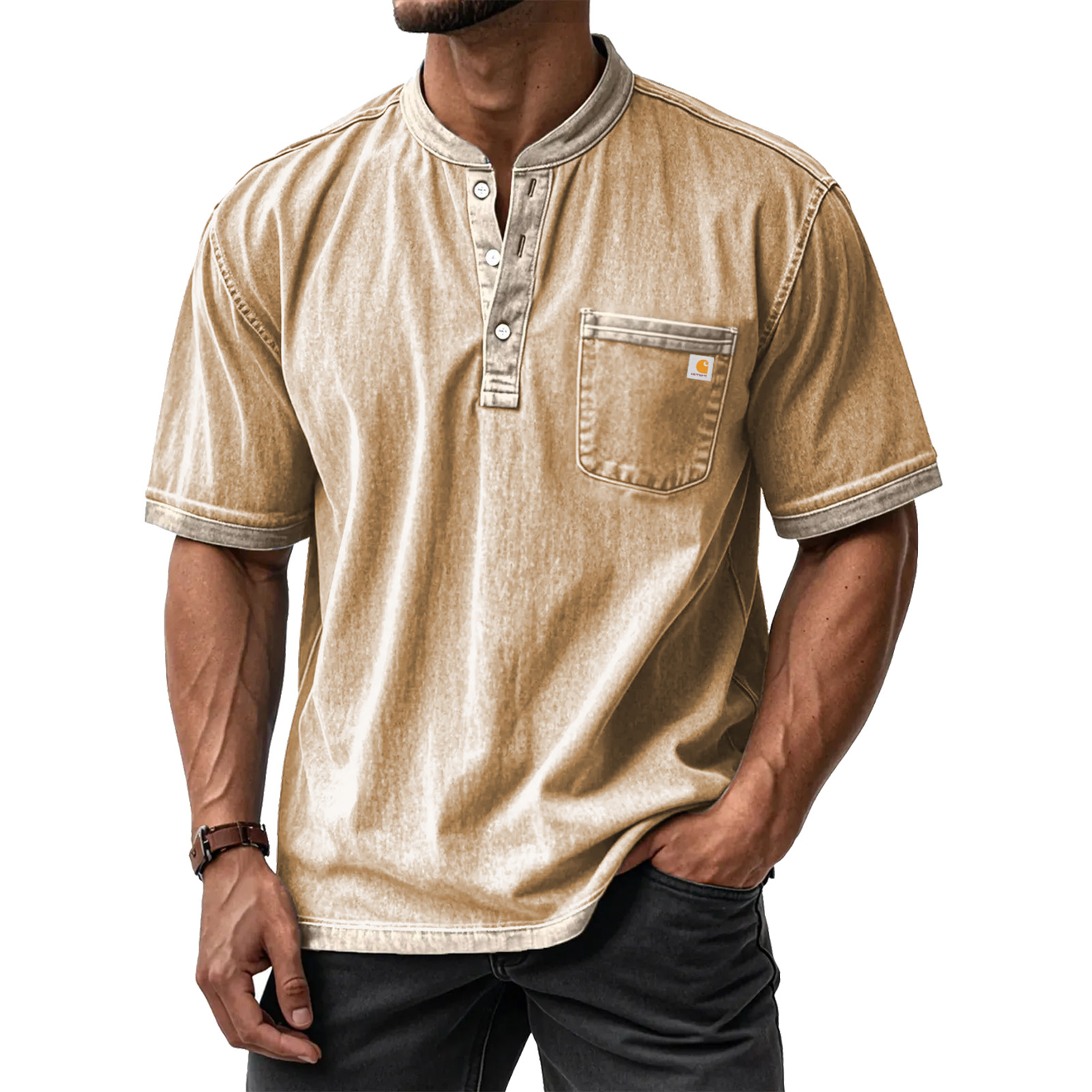 RuggedCraft™ Heavyweight Washed Henley Shirt