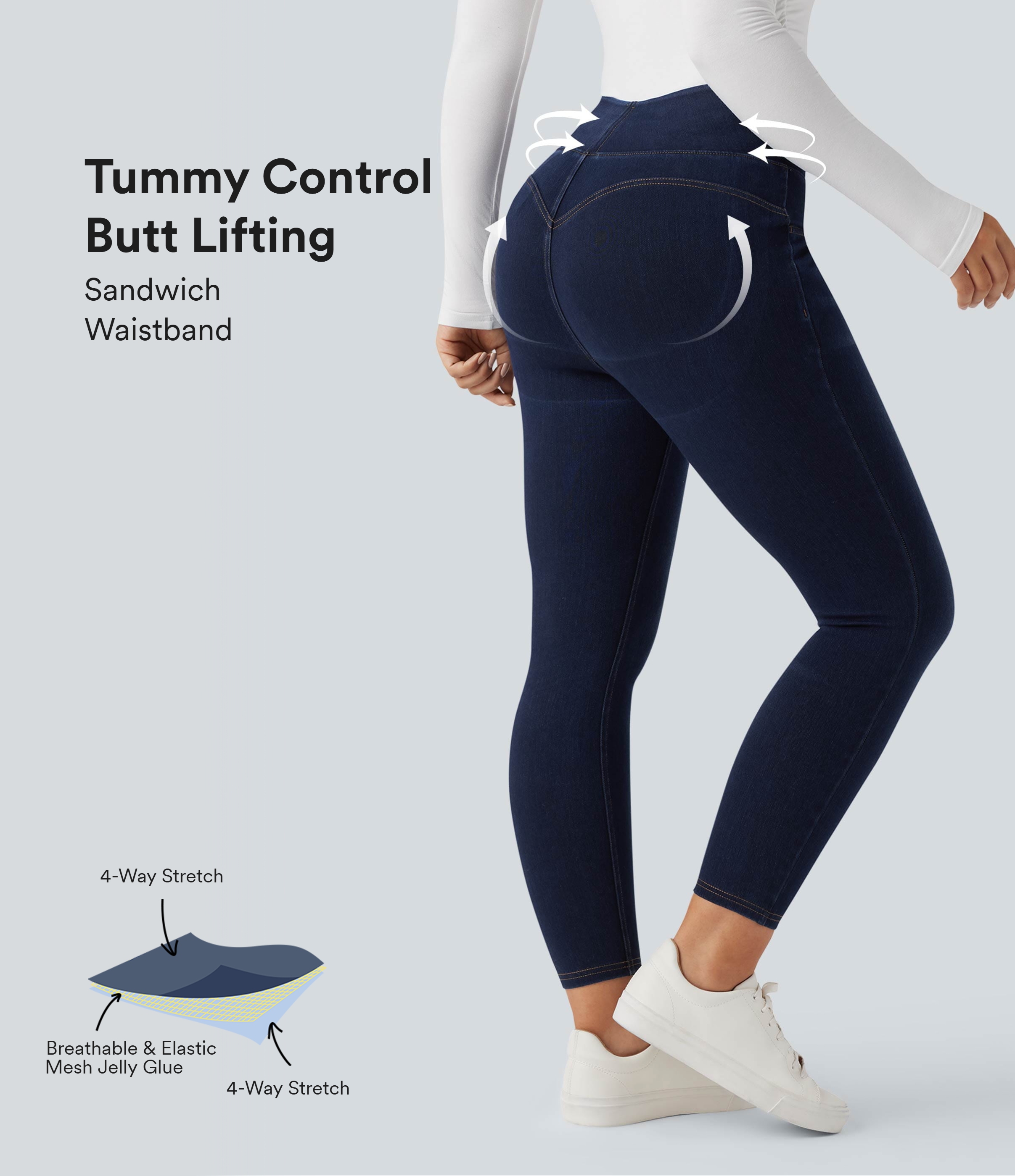 Halara Flex™ High Waisted Tummy Control Butt Lifting Denim Casual Leggings with Pockets