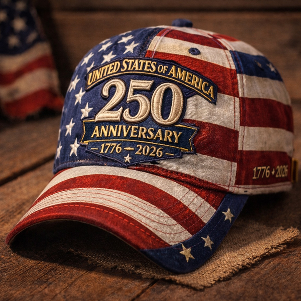 United States of America 250th Anniversary 1776–2026 Patriotic Embroidered Baseball Cap