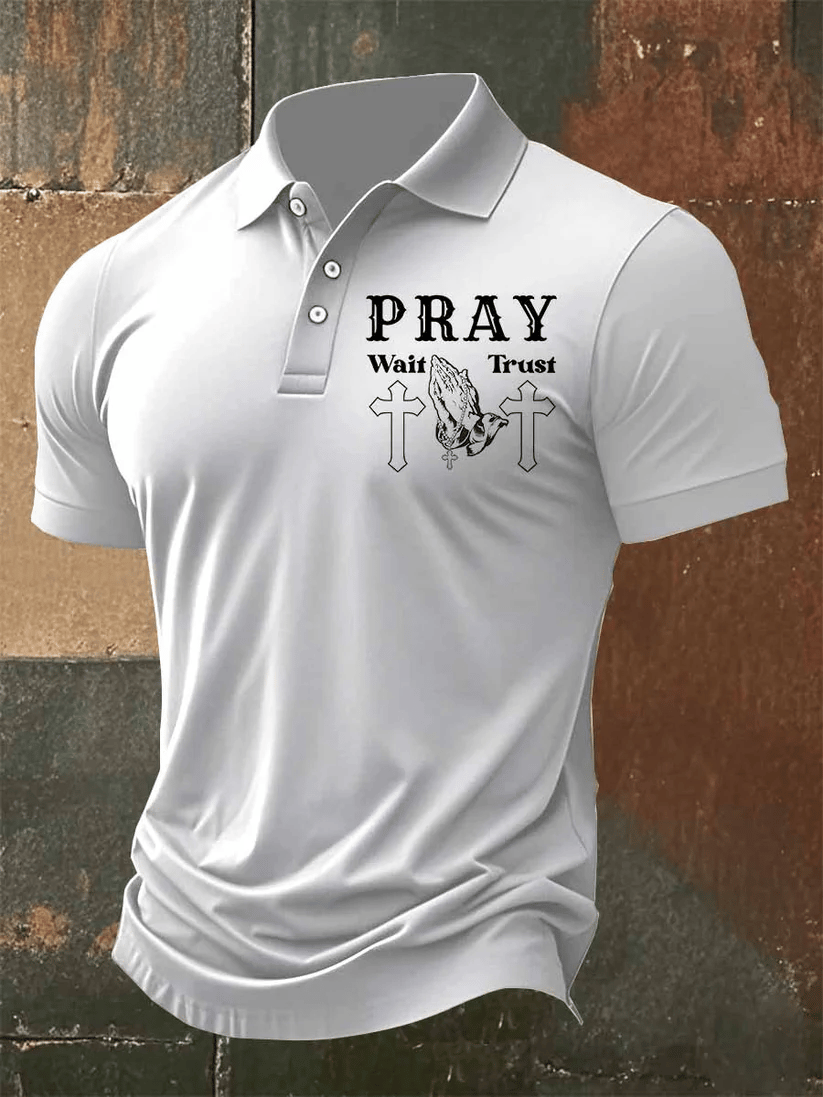 Men's Jesus My Savior Faith Print Polo Shirt