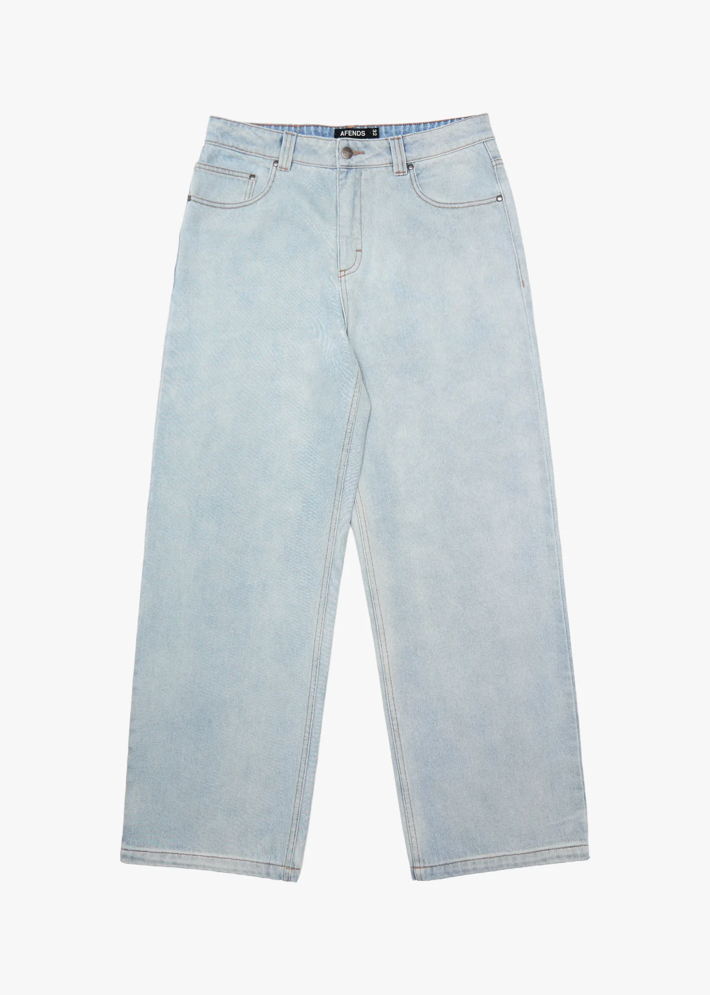 AFENDS Mens Pablo - Denim Baggy Jean - Stone Blue