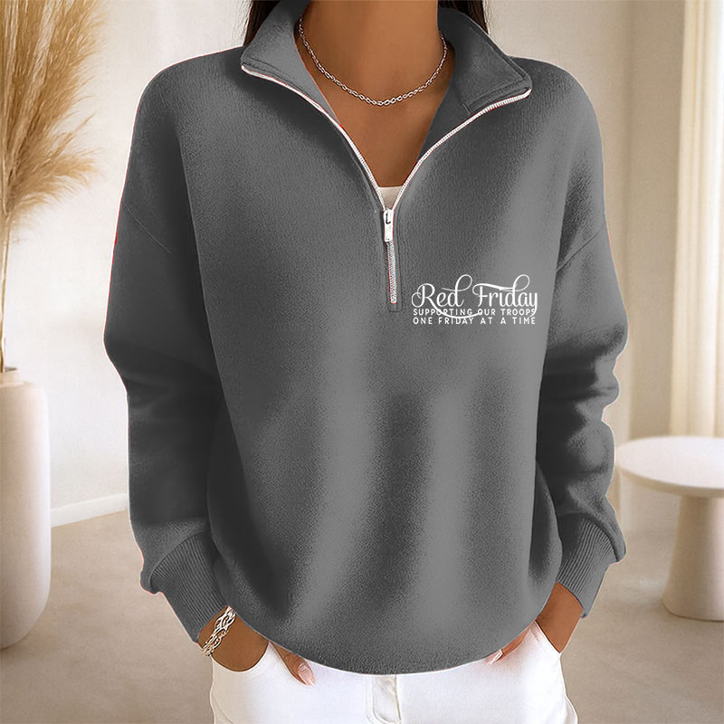 Women's Red Friday Print Casual Sweatshirt