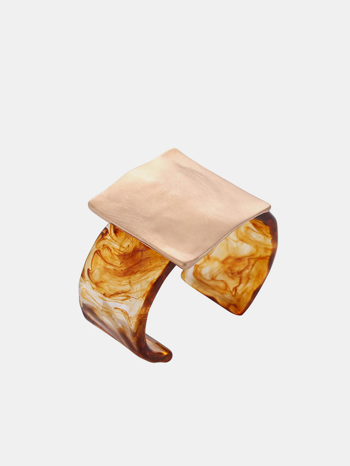 Square Metal Accent Tortoiseshell Cuff Bracelet