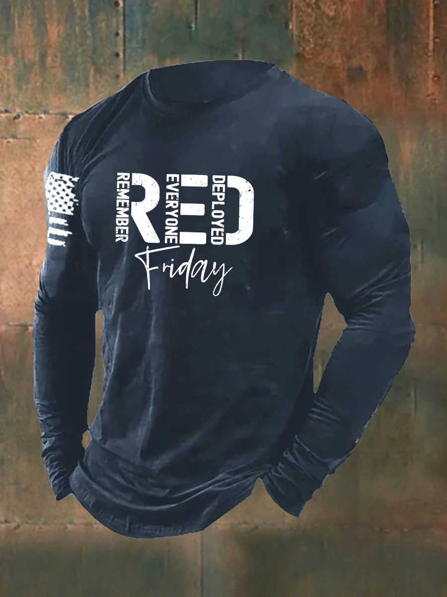 Red Friday Printed Long Sleeve Cotton T-Shirt
