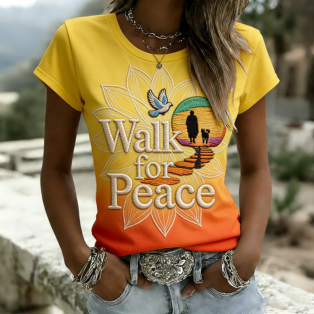 Walk For Peace Monk & Aloka Dog Gradient T Shirt