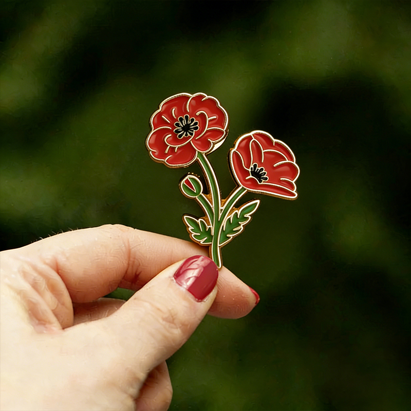 Unisex Memorial Day Poppy Exquisite Brooch