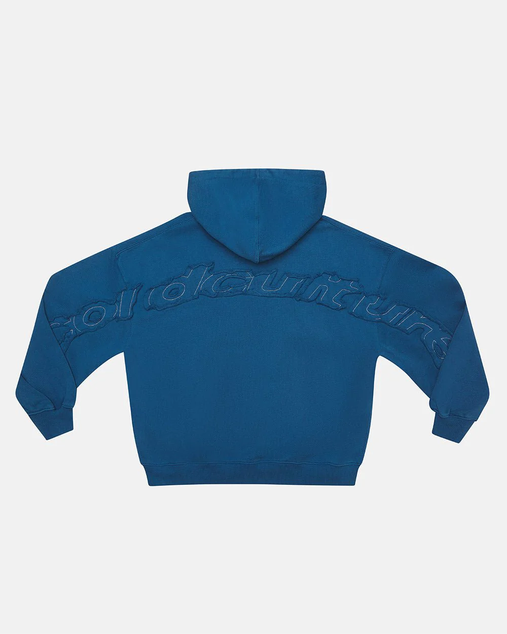 DISTRESS CURVED ZIP HOODIE DARK BLUE