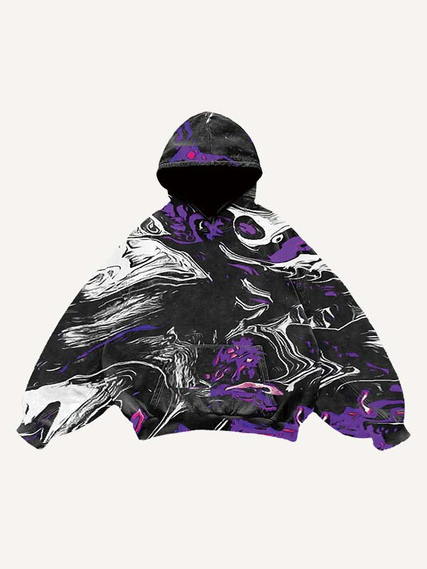 Abstract Graphic Print Slant Pockets Hoodie