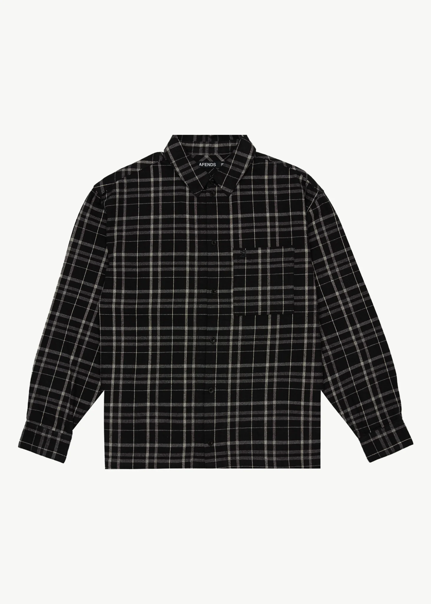 AFENDS Mens Nights - Flannel Long Sleeve Shirt - Black Check