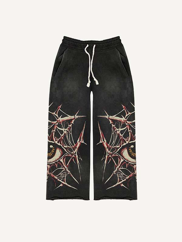Eye&Letter&Graphic Print Elastic Waist Pants