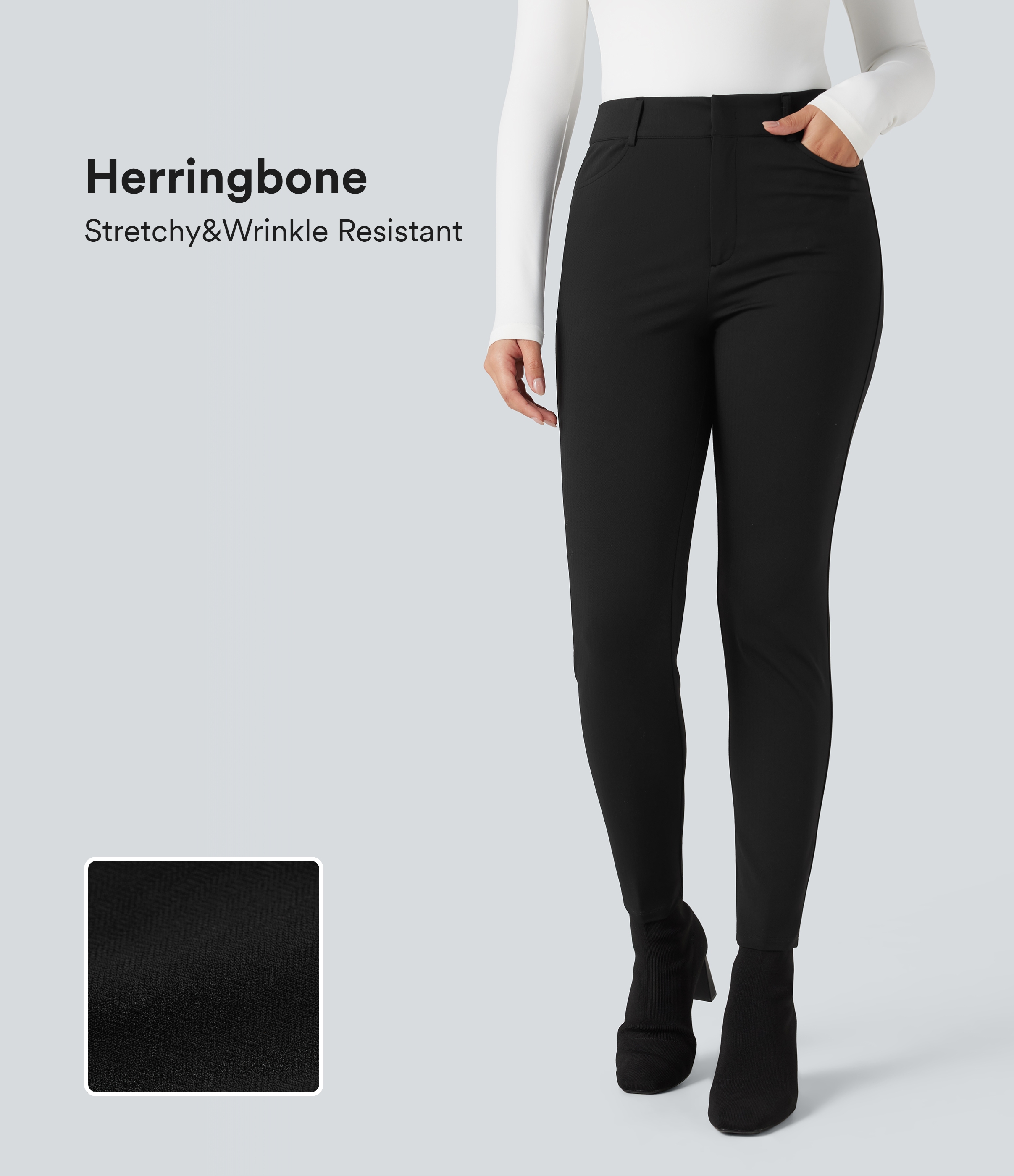 Halara Flex™ High-waisted Skinny Herringbone Work Pants with Pockets