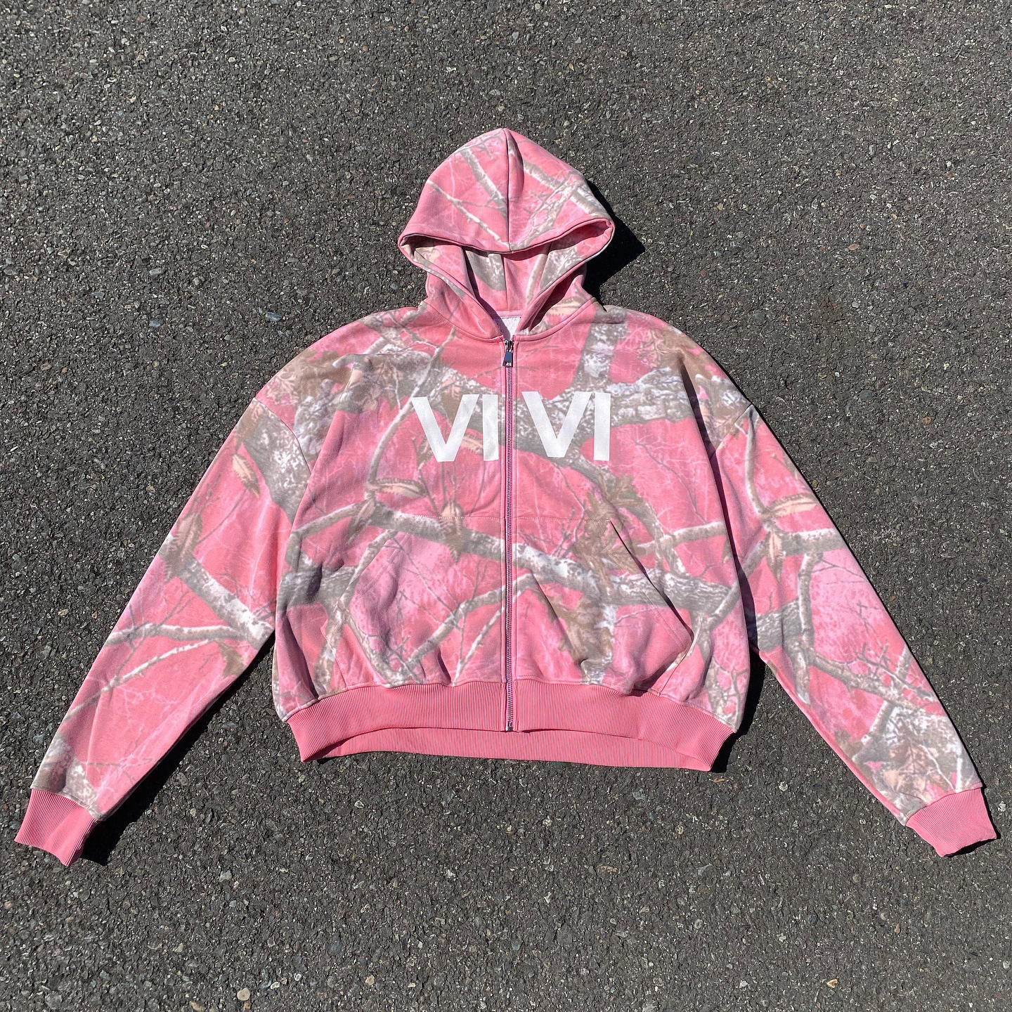 Pink Hunter Casual Streetwear Zip-Up Hoodie