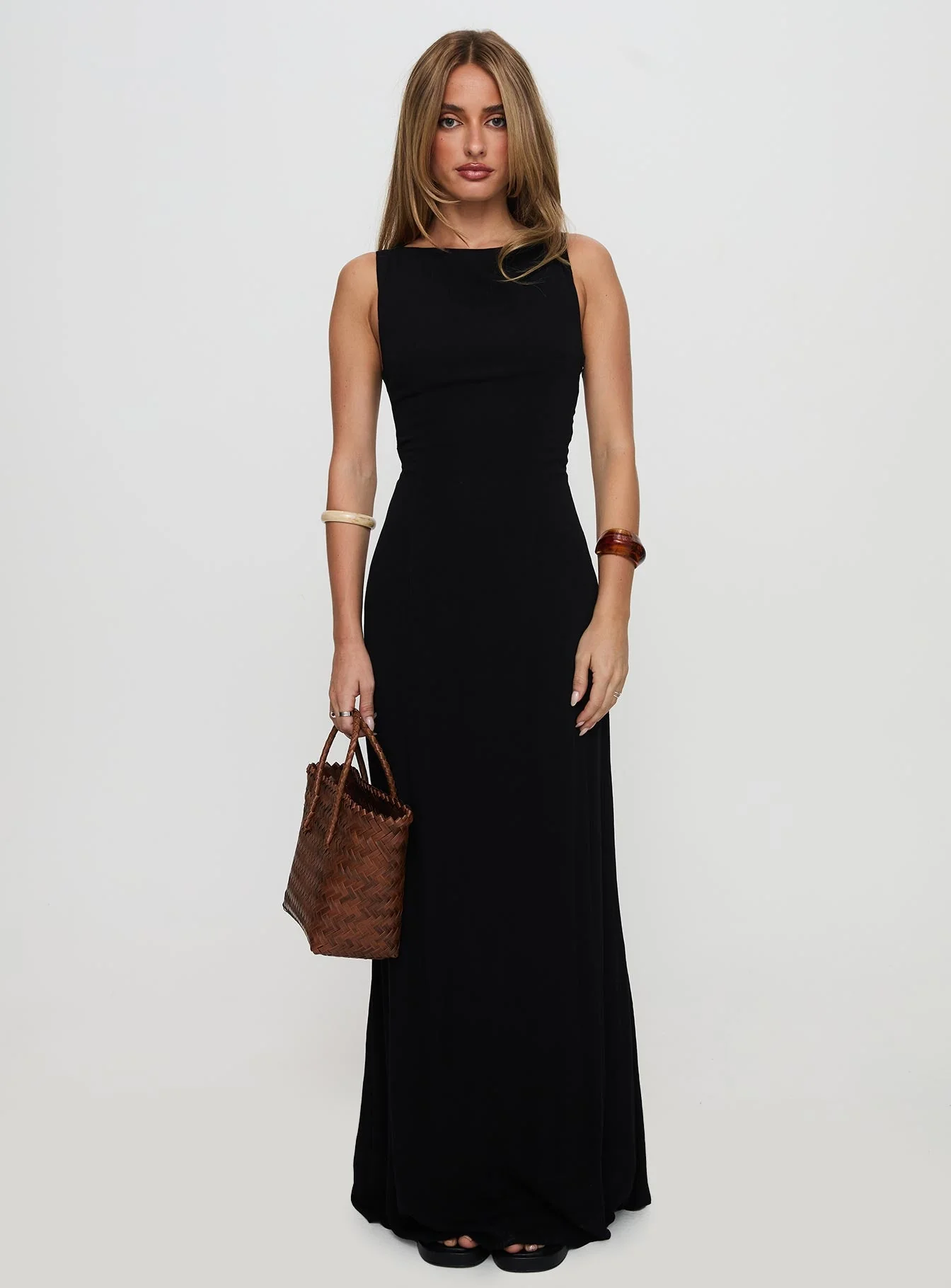 Ace Of Hearts Backless Maxi Dress Black Petite