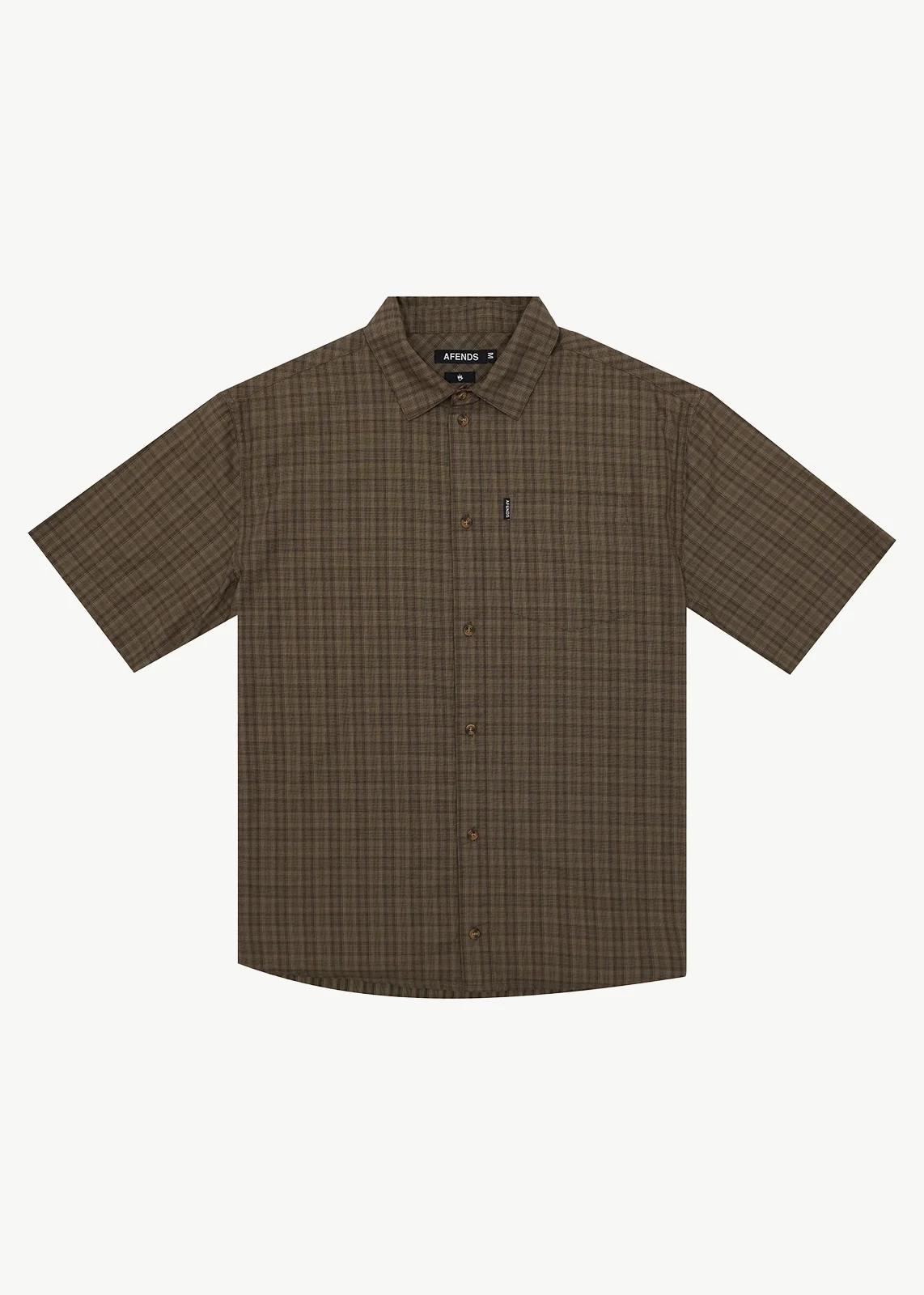 AFENDS Mens Shadow - Short Sleeve Shirt - Stone Check