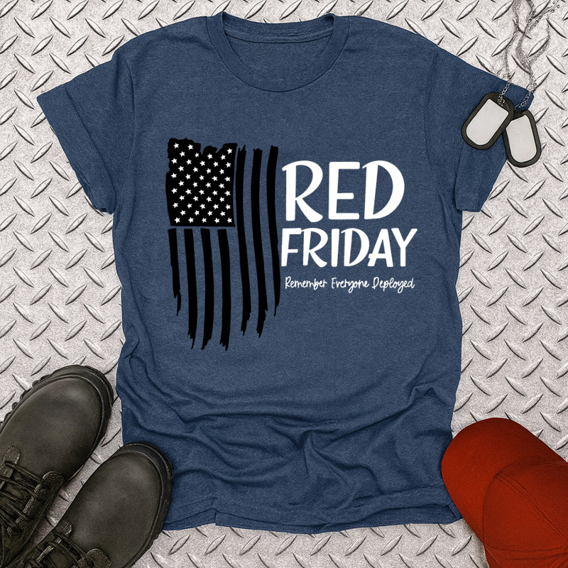 Women's  Red Friday Print Casual Short Sleeve T-Shirt
