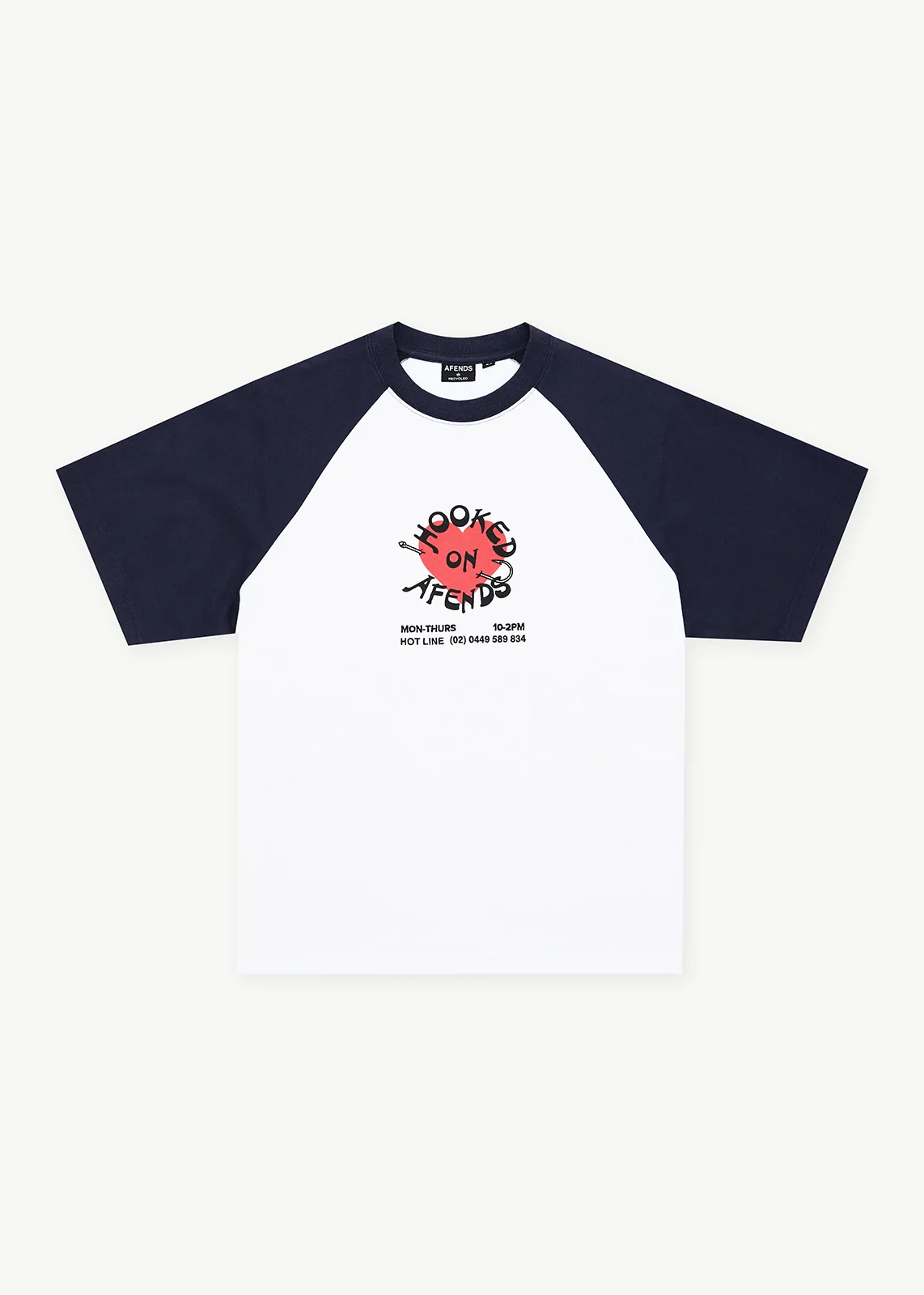 AFENDS Mens Hooked - Heavyweight Raglan Tee - White